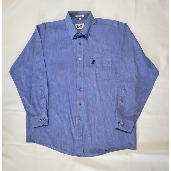 VNT Walt Disney World Mickey Mouse Men's Sz L Button Down Blue Pocket Logo Shirt - Picture 3 of 9